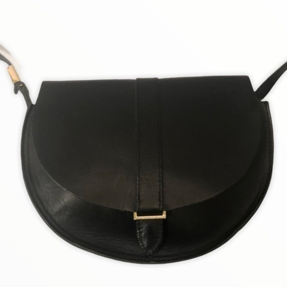 Clare vivier black leather saddle bag USA